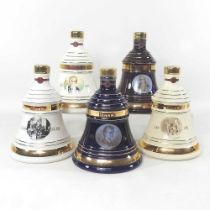 A collection of five Bells whisky decanters, aged 8 years, boxed (5)