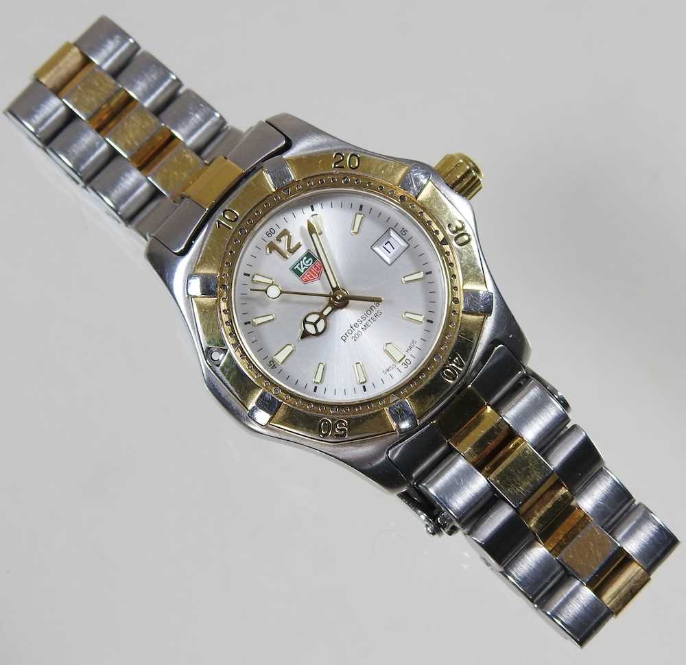 A Tag Heuer Professional ladies wristwatch, with a signed 20mm dial and bi-colour bracelet strap, no - Image 3 of 5