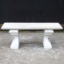 A cast stone garden bench 104w x 35d x 40h cm