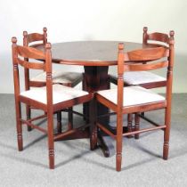 A circular dining table, together with a set of four dining chairs (5)