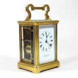 A gilt brass cased carriage clock, the enamel dial signed Barber & Smith, Cornhill, 13cm high