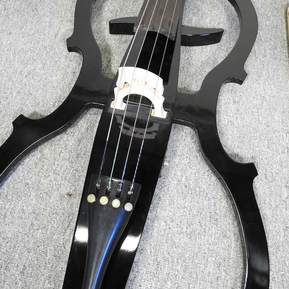 An Antoine Sonnet black electric cello, 125cm long, in a soft case Overall condition looks to be - Image 2 of 12