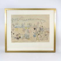 Attributed to Enslin Hercules Du Plessis, 1894-1978, beach scene with figures, signed, pencil and