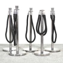 A set of five chrome rope barriers (5)