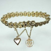 A continental fancy link bracelet, probably Russian, marked 56, with a hinged clasp and safety chain