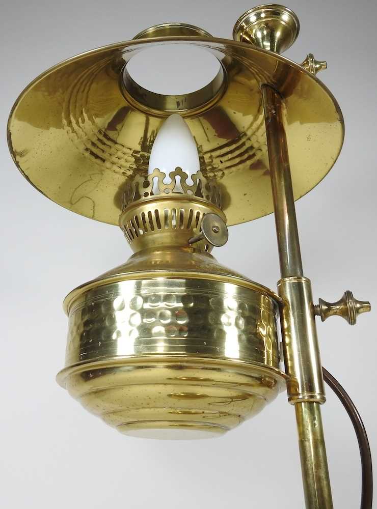A brass table lamp, in the form of a Victorian adjustable student's lamp, 60cm high - Image 2 of 4