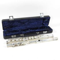 An Earlham student's flute, cased