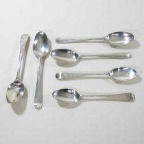 A collection of six various late 18th century silver teaspoons, various dates and makers, 68g (6)