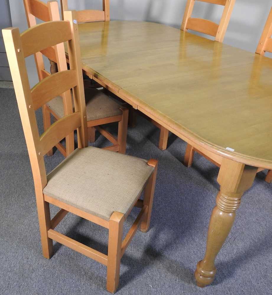 A modern beech dining table, together with a set of five ladderback dining chairs (6) 210w x 100d - Image 3 of 7