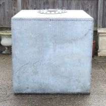 A large galvanised tank 107w x 107d x 110h cm