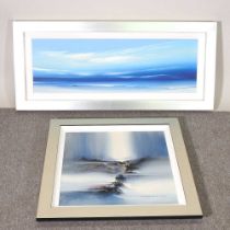 Jonathan Shaw, b1959, contemporary seascape, signed oil on canvas, 30 x 85cm, together with another,
