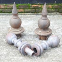 A pair of cast iron gatepost finials, together with another pair (4)