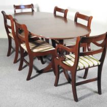A reproduction D end dining table, together with a set of six matching dining chairs and a similar