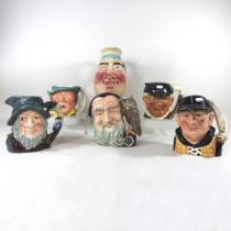A Royal Doulton Rip van Winkle character jug, 17cm high together with a collection of five various