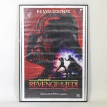 Star Wars, Revenge of the Jedi, 1983, film poster, re-issue, framed, 96 x 68cm Has folded creases.