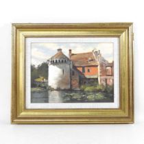 Derek Harris, 20th century, Scotney Castle, signed, oil on canvas, 18 x 25cm