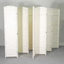 A pair of white painted six-fold dressing screens (2) 240w x 170h