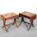 A near pair of Regency style marquetry sofa tables (2) 51w x 36d x 52h cm