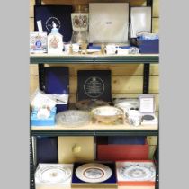 A collection of commemorate china, to include a Minton bone china caddy, to commemorate the marriage