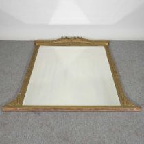 A Victorian gilt over mantel mirror, with scrolled decoration, 146 x 118cm