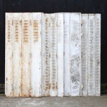 A collection of metal French farmhouse shutters, each 146cm high