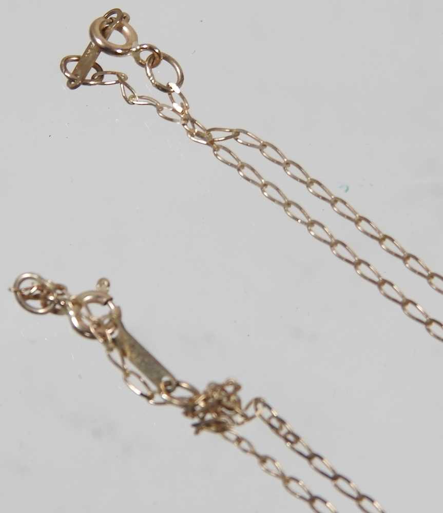 A 9 carat gold opal and sapphire pendant necklace, on a fine chain, together with a 9 carat gold - Image 3 of 5