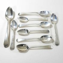 A collection of eight late 18th century teaspoons, various dates and makers, 126g (8)