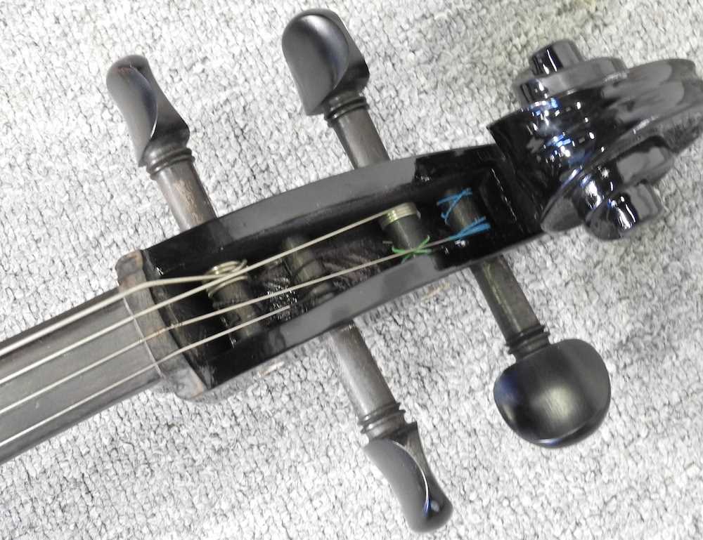An Antoine Sonnet black electric cello, 125cm long, in a soft case Overall condition looks to be - Image 4 of 12