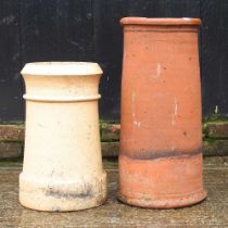 A red terracotta chimney, 61cm high, together with another smaller (2)