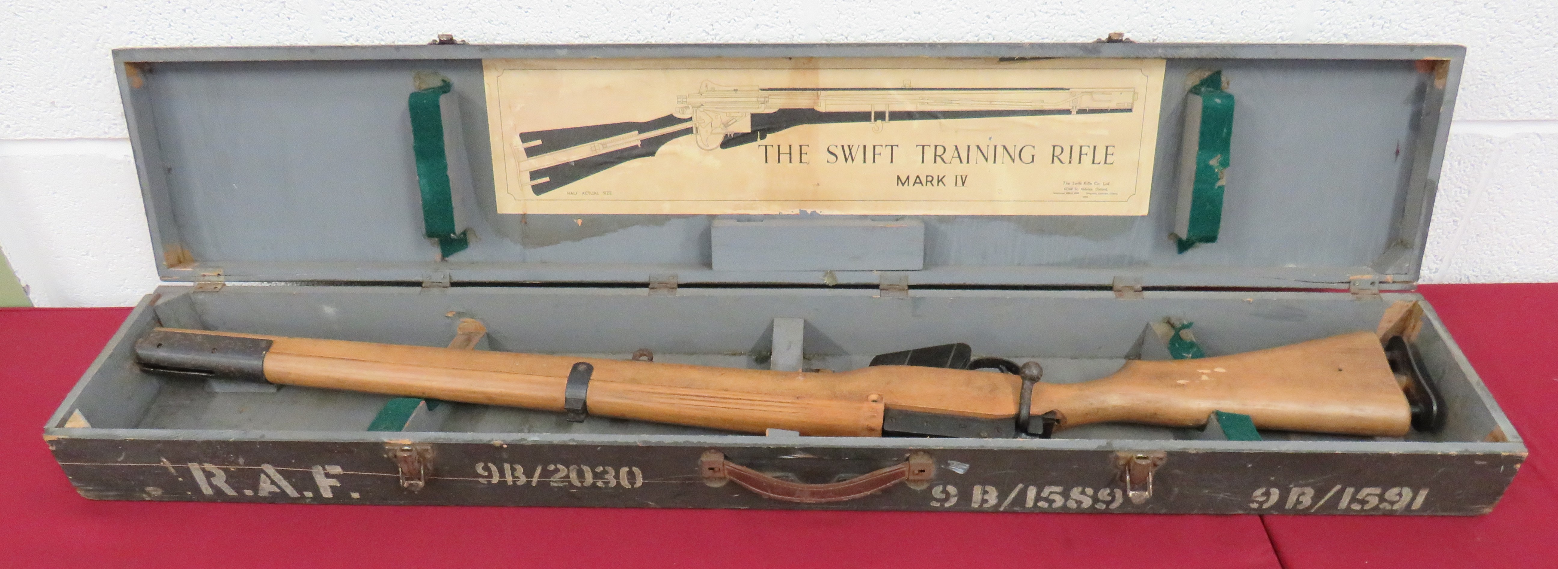 Royal Air Force Issue Swift Training Rifle in the form of a SMLE rifle.  Polished wooden stick and
