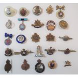 Quantity of Military Lapel Badges enamel and brass include Royal Engineers ... Bedfordshire Regiment