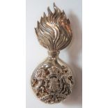 Scottish Royal Scots Fusiliers B Victorian Officer Fur Cap Grenade. Fine scarce, silvered flaming