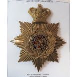 Victorian Royal Military College Sandhurst Home Service Helmet Plate gilt brass backing star
