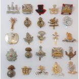 Infantry & Corps Cap Badges including brass KC Hertfordshire Reg ... White metal Somerset LI ...