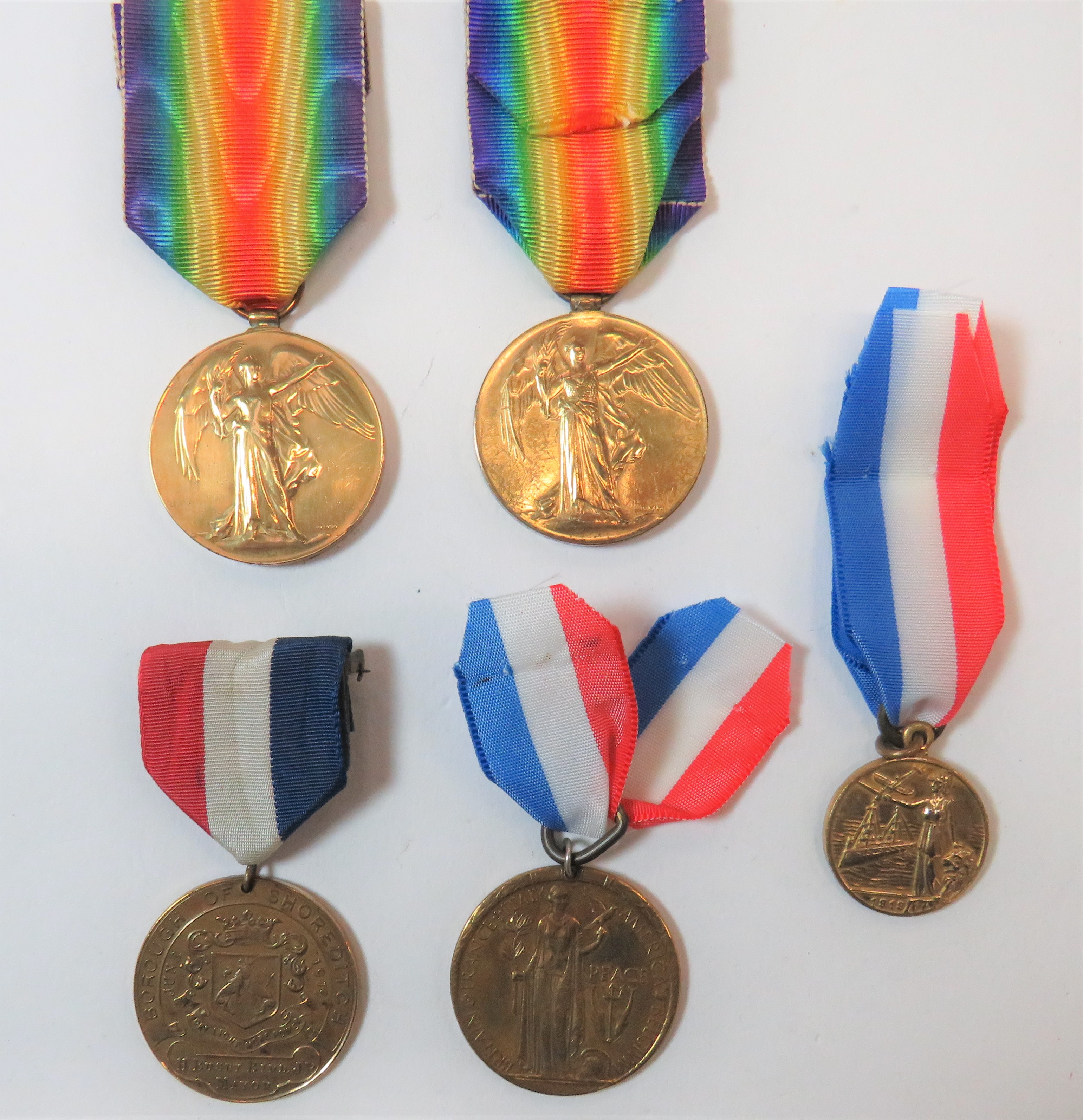 WW1 Casualty Medals  consisting Victory medals named to "282451 Pte G Mead Lan. Fus" ... "6-1545 R