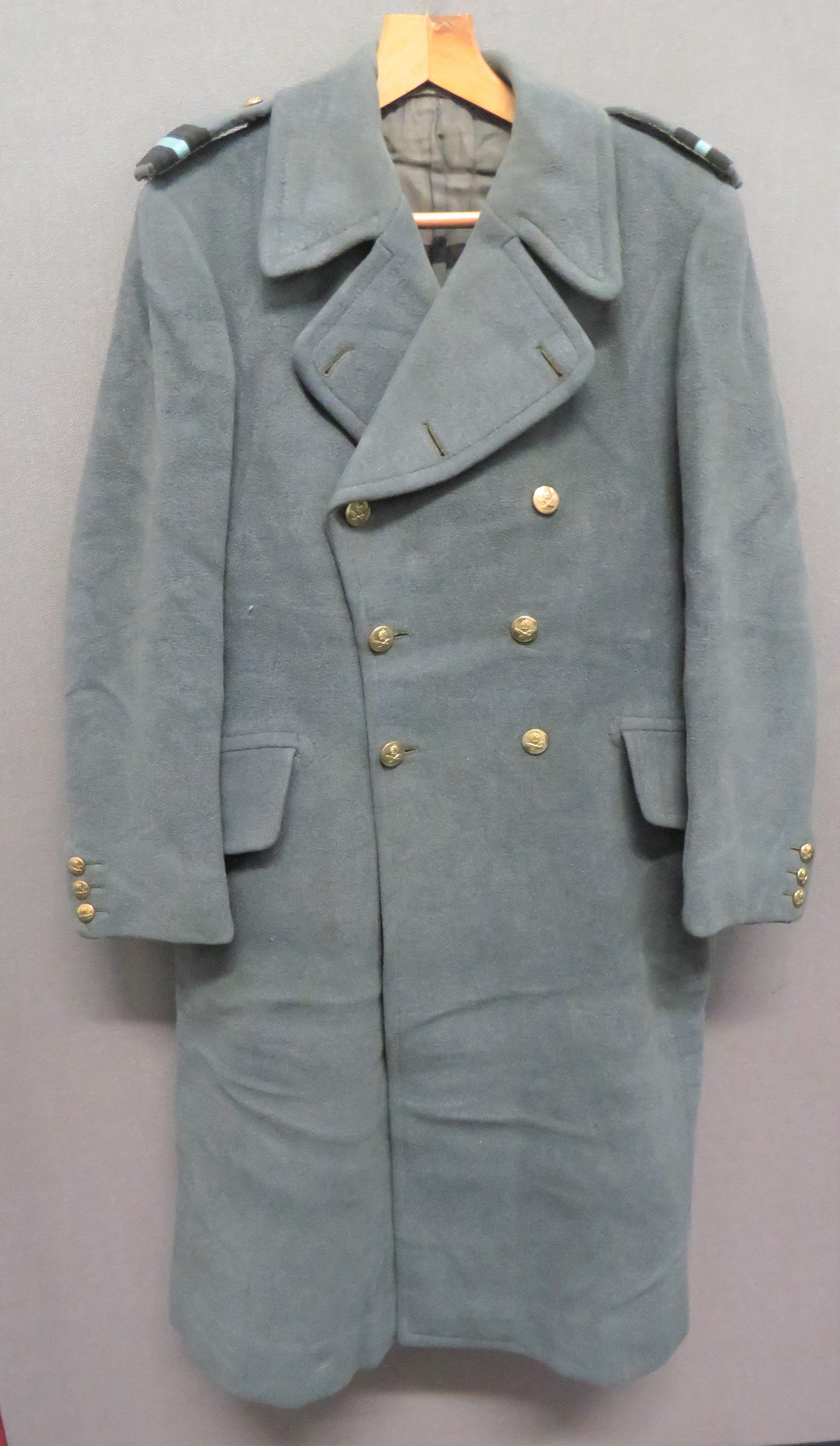 Pre 1952 RAF Air Commodore's Greatcoat blue grey, fine woollen, double breasted, open collar, long