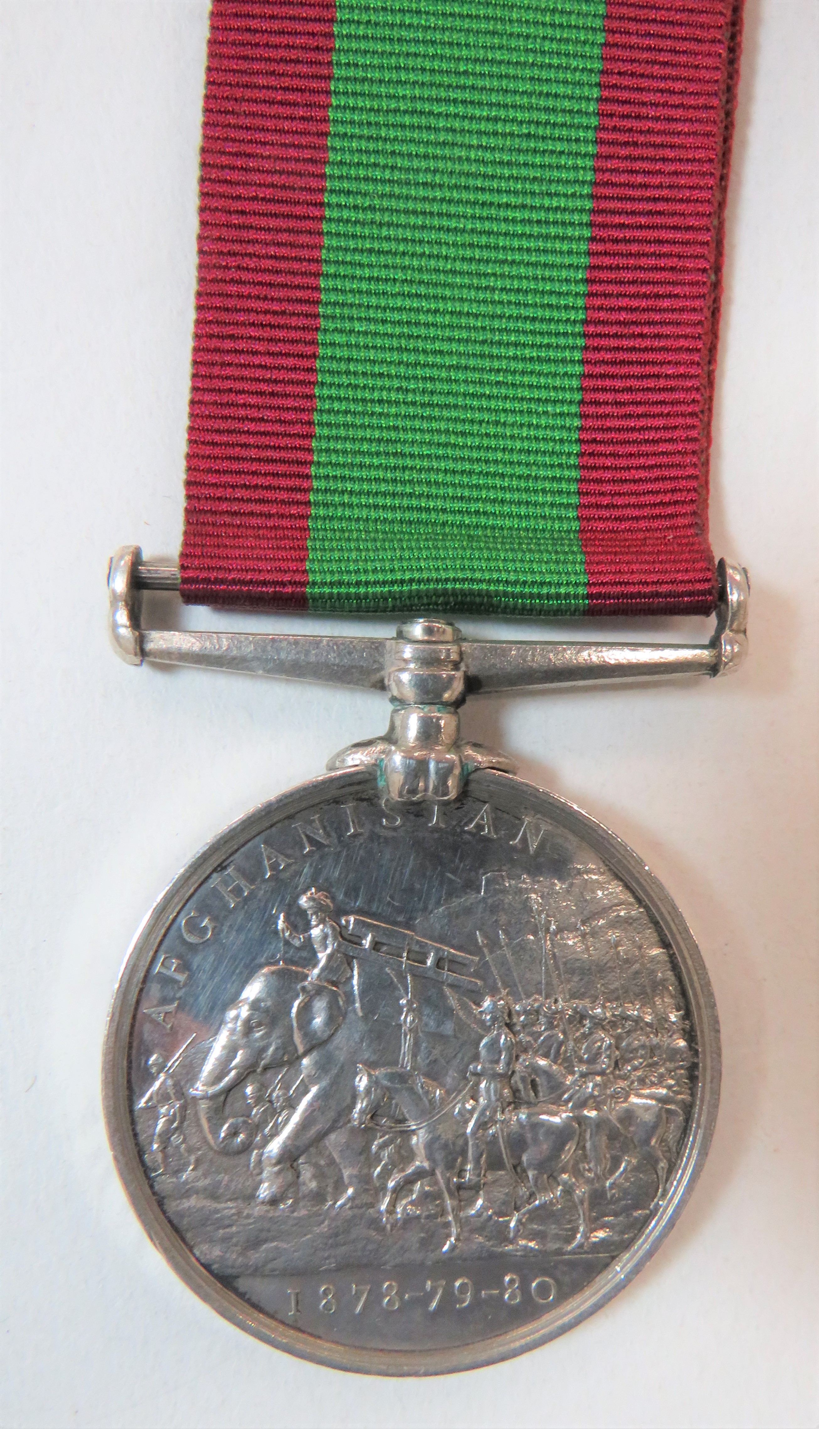 Victorian Afghanistan Medal 1878-80 example.  Named to "Cond. F Smith DO.CDT".  Minor edge knocks. - Image 2 of 2