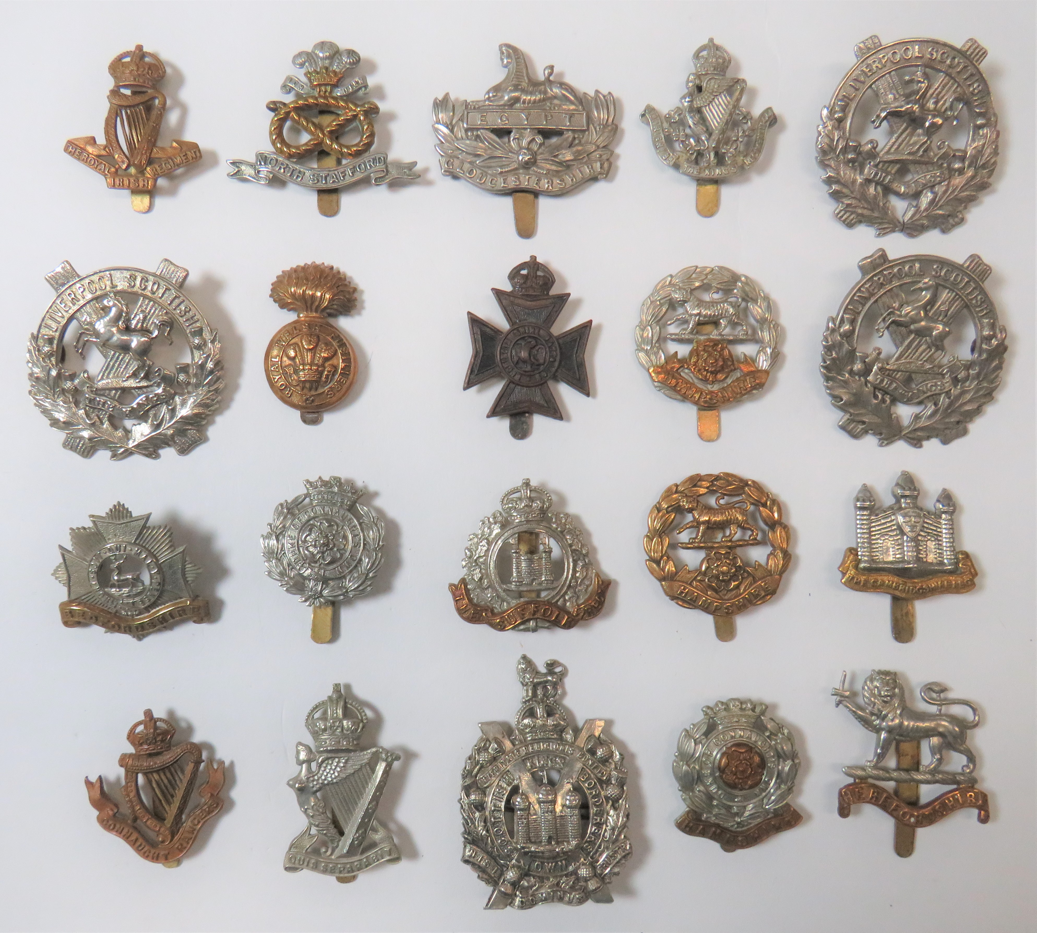 Infantry Cap Badges Including Territorial including white metal Liverpool Scottish The Kings ...