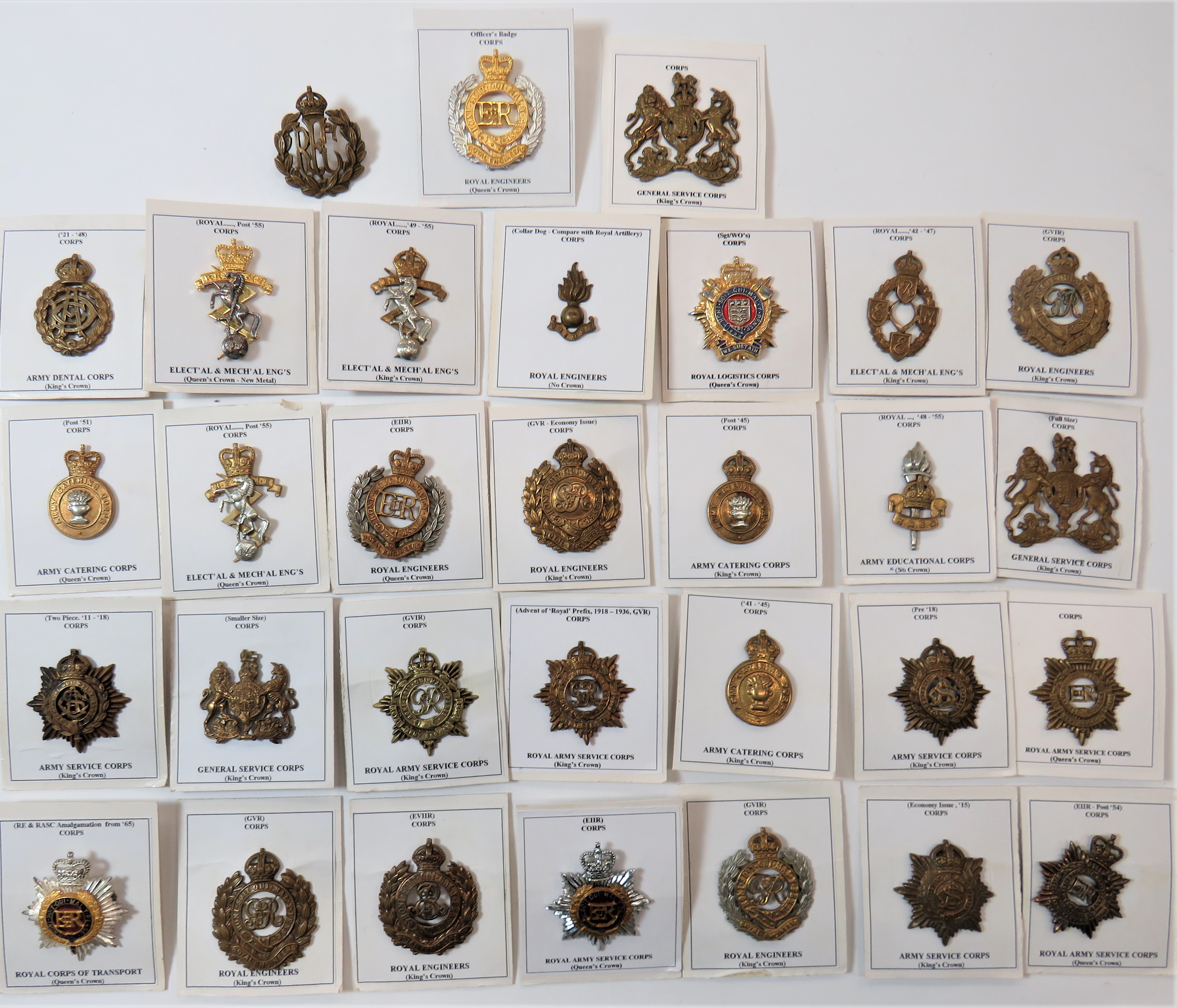 Corps Cap Badges including darkened KC ASC ... Brass KC ASC (solid) ... Brass KC ASC ... Brass KC