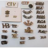 Selection of Regimental Titles brass examples include HB ... Kings Own ... Y Dorset ... CIV ...