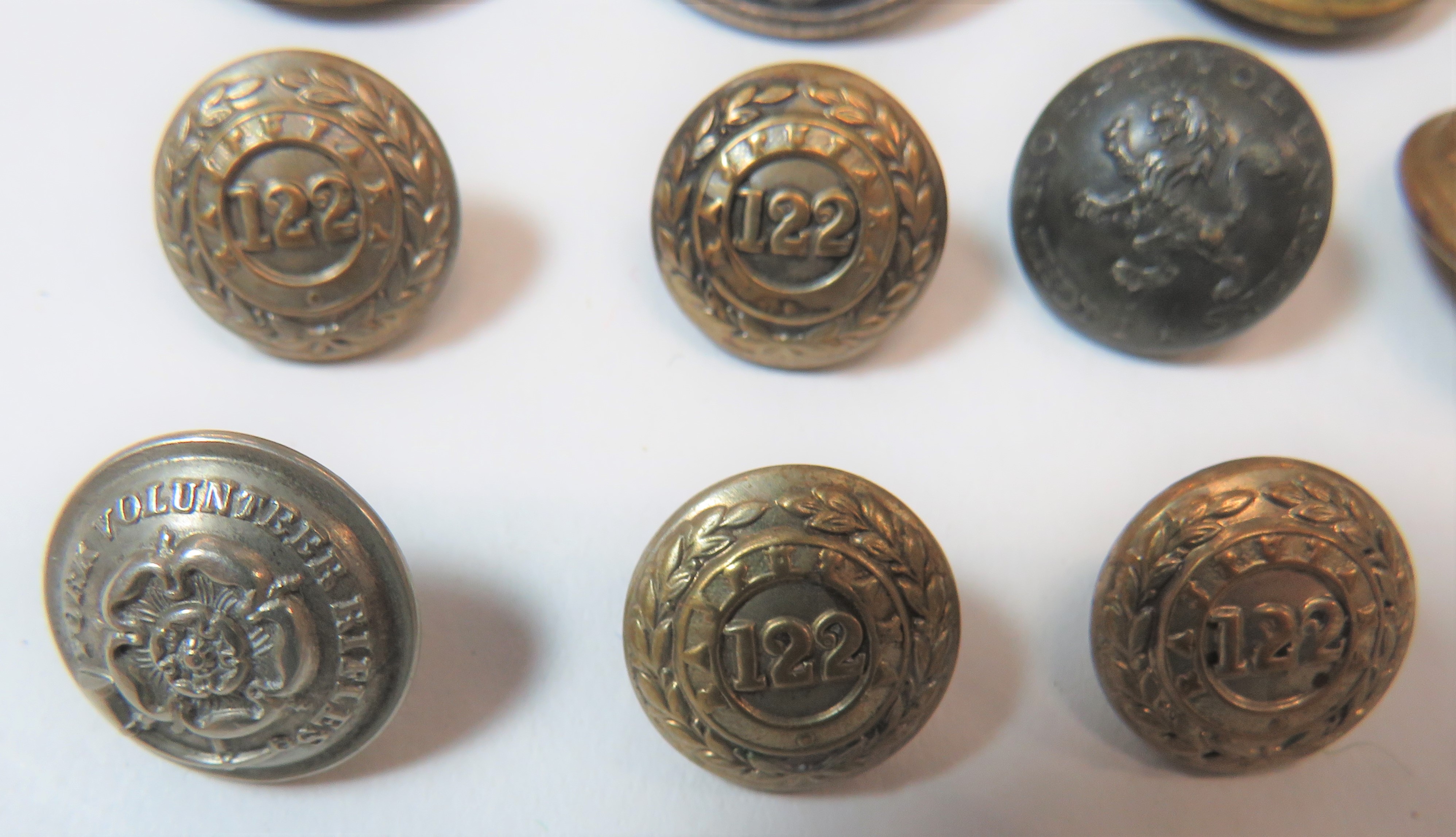 Small Selection of Buttons Including Victorian  consisting brass Vic crown 12th Lancers ... White - Image 2 of 2