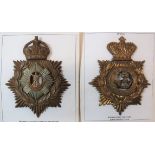 Two Infantry Home Service OR's Helmet Plates consisting Durham Light Infantry example.  Brass