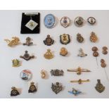 Royal Scots Fusiliers Sweetheart Lapel Badges including plated grenade over scroll ... Gilt Vic
