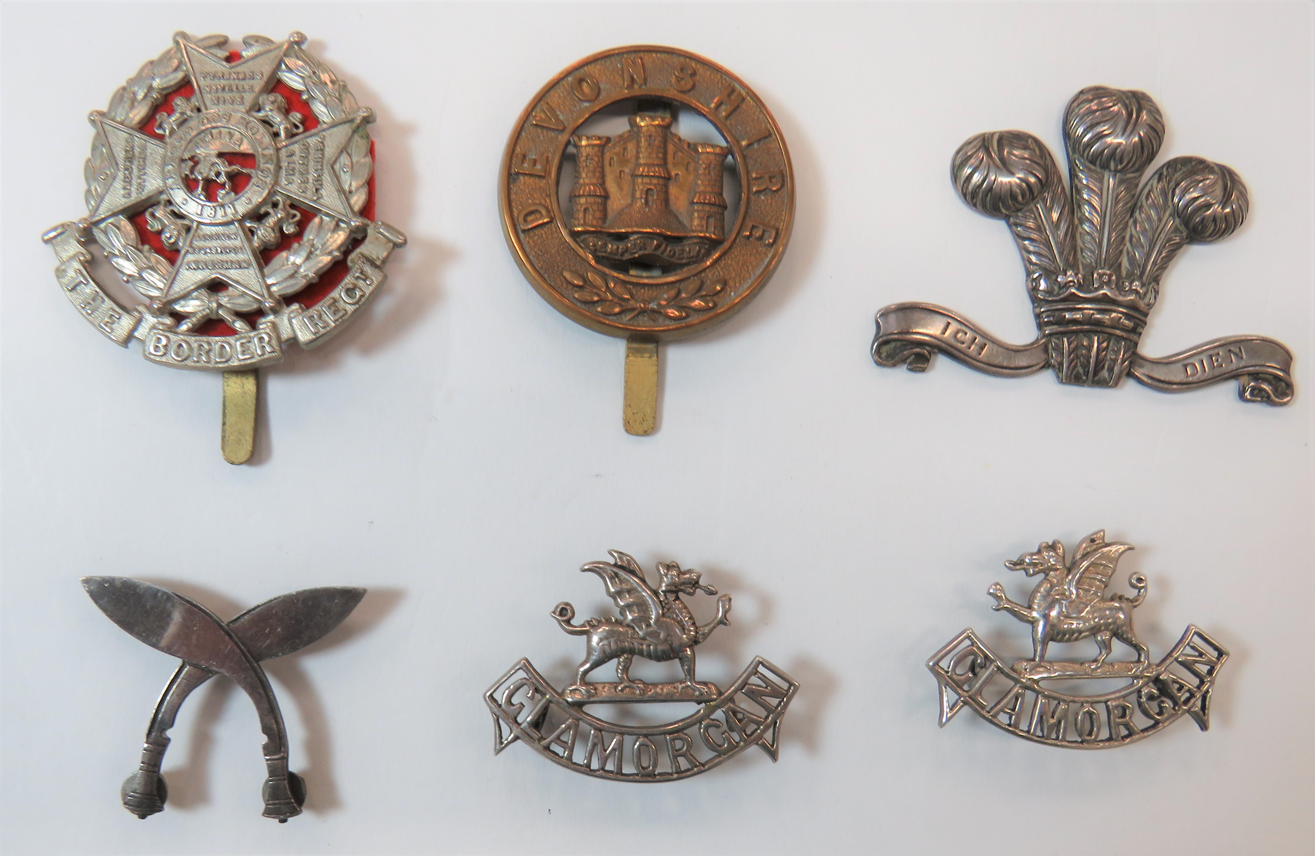 Small Selection of Badges Including Silver Examples consisting facing pair of Welsh dragons over