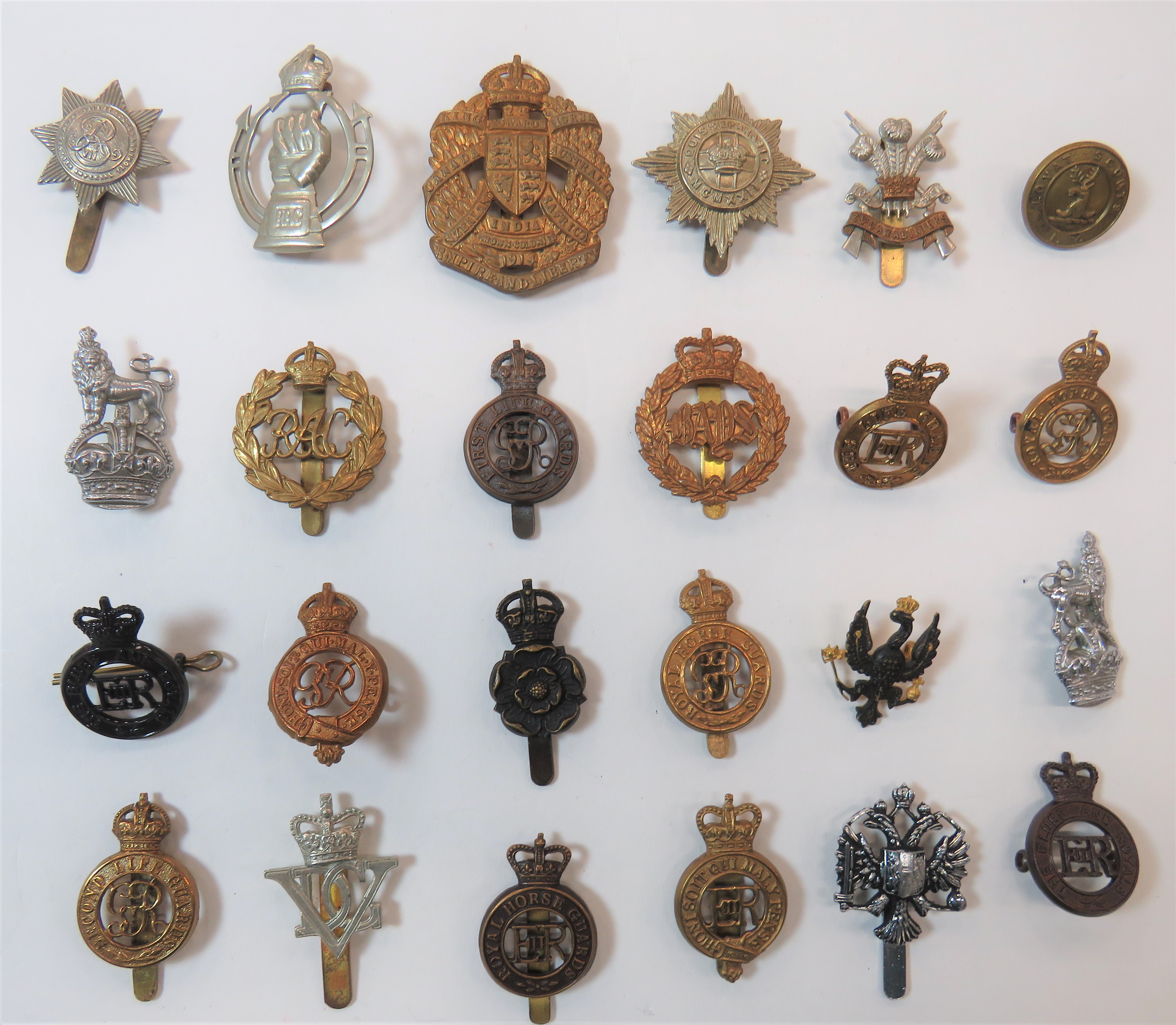 Cavalry and Yeomanry Cap Badges including brass KC 2nd King Edward's Horse ... Brass Lovat Scouts IY