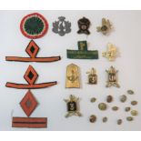 Italian Badges And Buttons including brass 1st Infantry ... Brass 3rd Infantry ... Brass 2nd Light