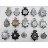 15 Post 1953 Police Constabulary Helmet Plates plated Queens crown examples include Cheshire