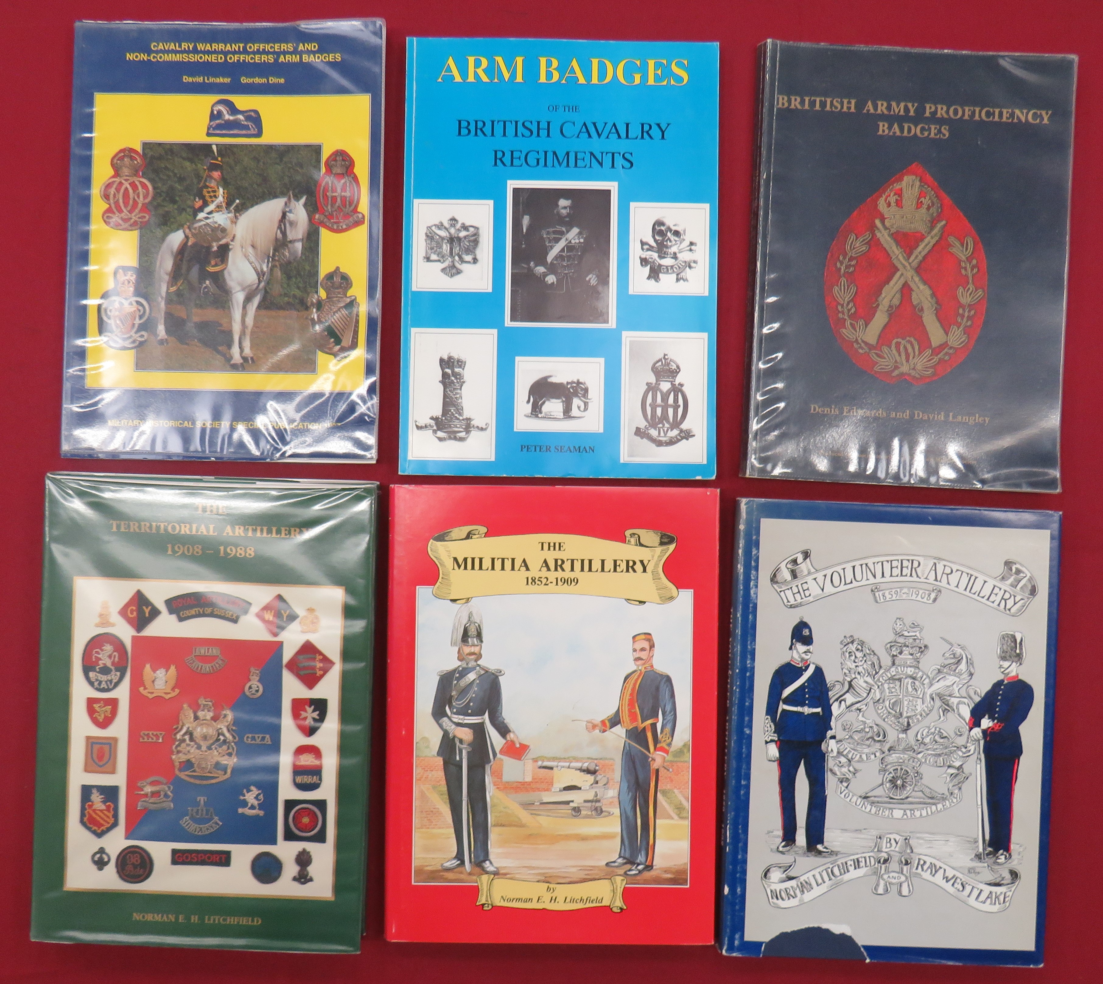 Military Badge Orientated Books including The Territorial Artillery 1908-1988 by Litchfield ...