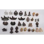 30 Officer Infantry & Corps Collar Badges including plated Black Watch ... Gilt Queens ...