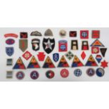 Small Selection of Formation & American Formation Badges including facing pair, felt 4th Indian